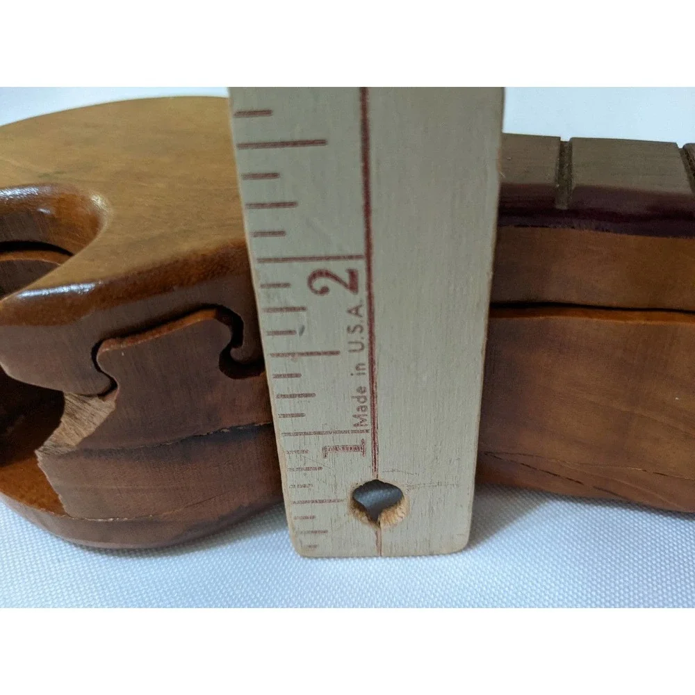 Costa Rica Wood Carved Puzzle Jewelry Trinket Box w/Secret Compartment